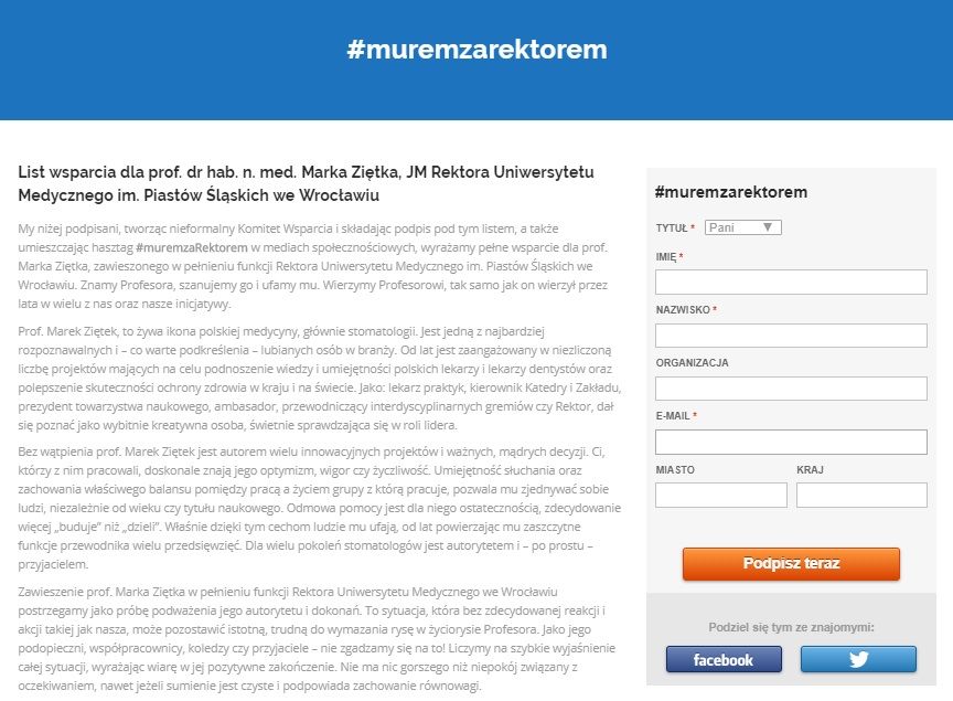 #muremzaRektorem: coraz więcej podpisów pod listem wsparcia